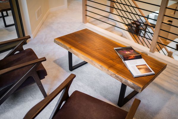 Woodhaven custom home Circleville Ohio loft sitting area with wood table